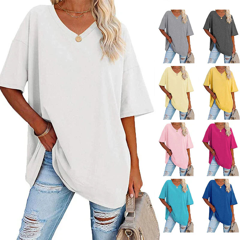 🌷2026 Hot Sale-49% OFF🌷Women's Summer Half Sleeve Casual Loose Fit Cotton Tunic T-shirt