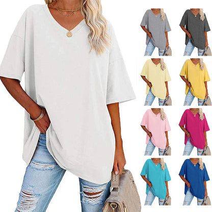 🌷2026 Hot Sale-49% OFF🌷Women's Summer Half Sleeve Casual Loose Fit Cotton Tunic T-shirt