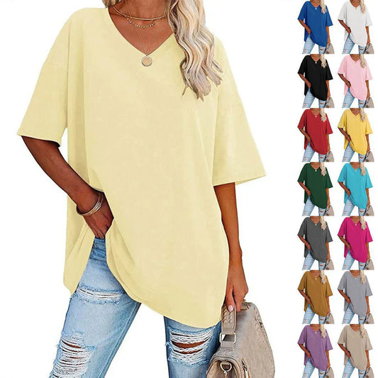 🌷2026 Hot Sale-49% OFF🌷Women's Summer Half Sleeve Casual Loose Fit Cotton Tunic T-shirt