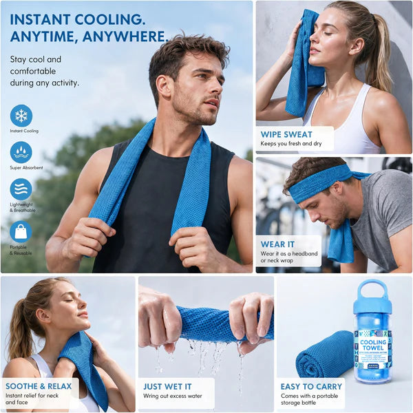 ⏰Last Day Buy 1 Get 1 Free❄(Each only ￡3.99)💦Cold Sweat Towel You Can Use Anywhere, Anytime! Reusable Soft Absorbent Cooling Portable– UK Ready! 🇬🇧