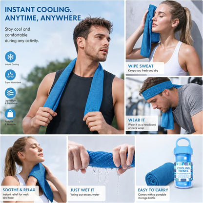 ⏰Last Day Buy 1 Get 1 Free❄(Each only ￡3.99)💦Cold Sweat Towel You Can Use Anywhere, Anytime! Reusable Soft Absorbent Cooling Portable– UK Ready! 🇬🇧