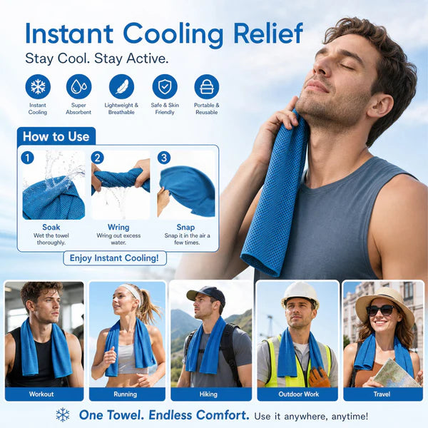 ⏰Last Day Buy 1 Get 1 Free❄(Each only ￡3.99)💦Cold Sweat Towel You Can Use Anywhere, Anytime! Reusable Soft Absorbent Cooling Portable– UK Ready! 🇬🇧
