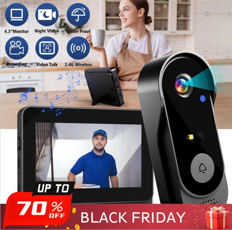 💐50% OFF ! Doorbell Camera with Screen – 4.3-Inch Display, Easy Setup 📱🔔