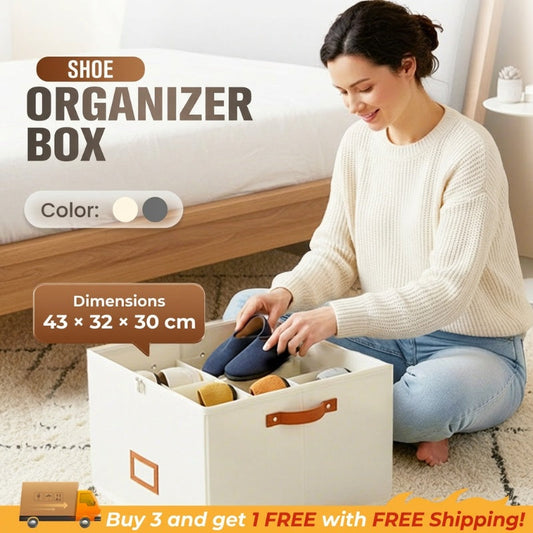 ⏰🔥LIMITED TIME 50% OFF! 👟 Fabric Shoe Organizer Storage Box – Foldable, Large Capacity, Dustproof & Breathable for Closet & Bedroom 🧺✨-UK