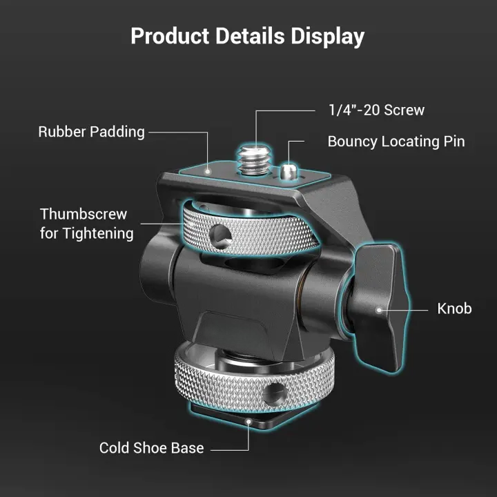 📷Camera Monitor Mount with Cold Shoe Adapter, 360° Swivel and 180°