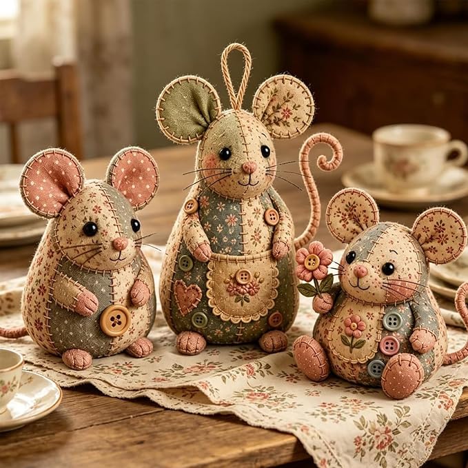 Handcrafted Vintage Mouse Plush Sewing Kit