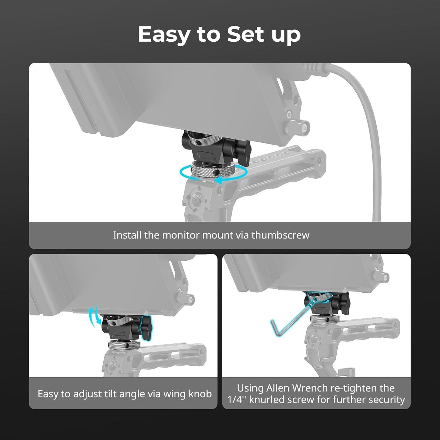 📷Camera Monitor Mount with Cold Shoe Adapter, 360° Swivel and 180°