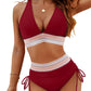 ⏰2026 Summer Hot Sale 60% OFF⏳High Waisted Tummy Control Color Block Bikini Set With Free Sunglass🕶️