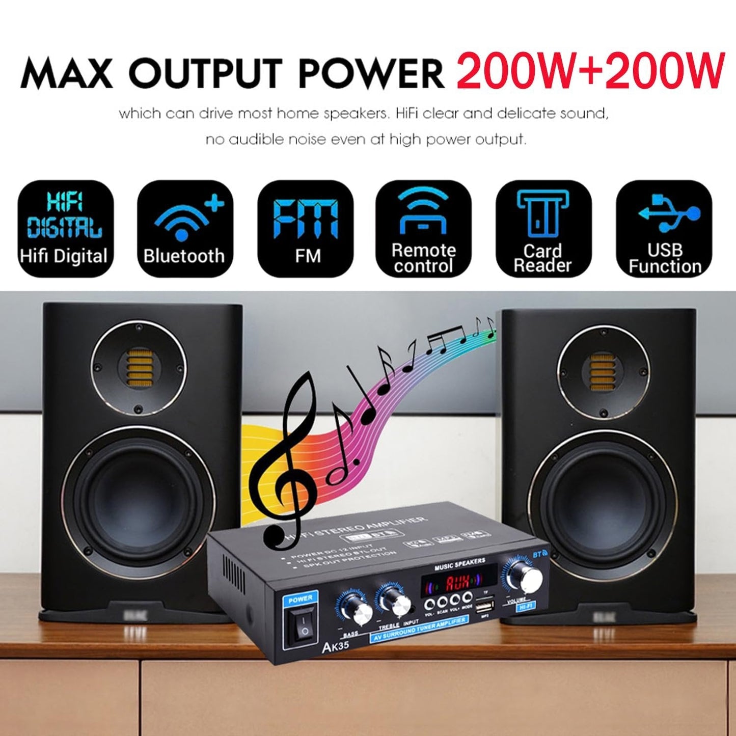 🔥While Supplies Last 40% OFF!🎉 AK35 Stereo Amplifier Home Audio Bluetooth 5.0 Max