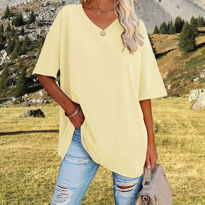 🌷2026 Hot Sale-49% OFF🌷Women's Summer Half Sleeve Casual Loose Fit Cotton Tunic T-shirt