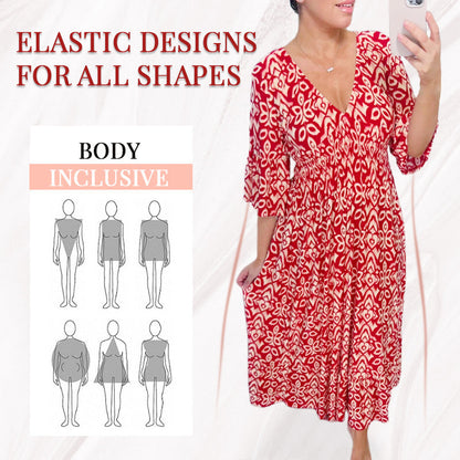 💖LAST DAY SALE 50% OFF💖Bohemian casual print V-neck waist wrap long dress