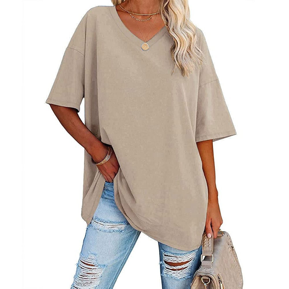 🌷2026 Hot Sale-49% OFF🌷Women's Summer Half Sleeve Casual Loose Fit Cotton Tunic T-shirt
