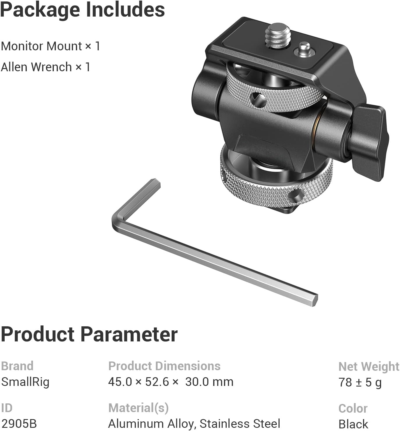 📷Camera Monitor Mount with Cold Shoe Adapter, 360° Swivel and 180°