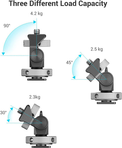 📷Camera Monitor Mount with Cold Shoe Adapter, 360° Swivel and 180°