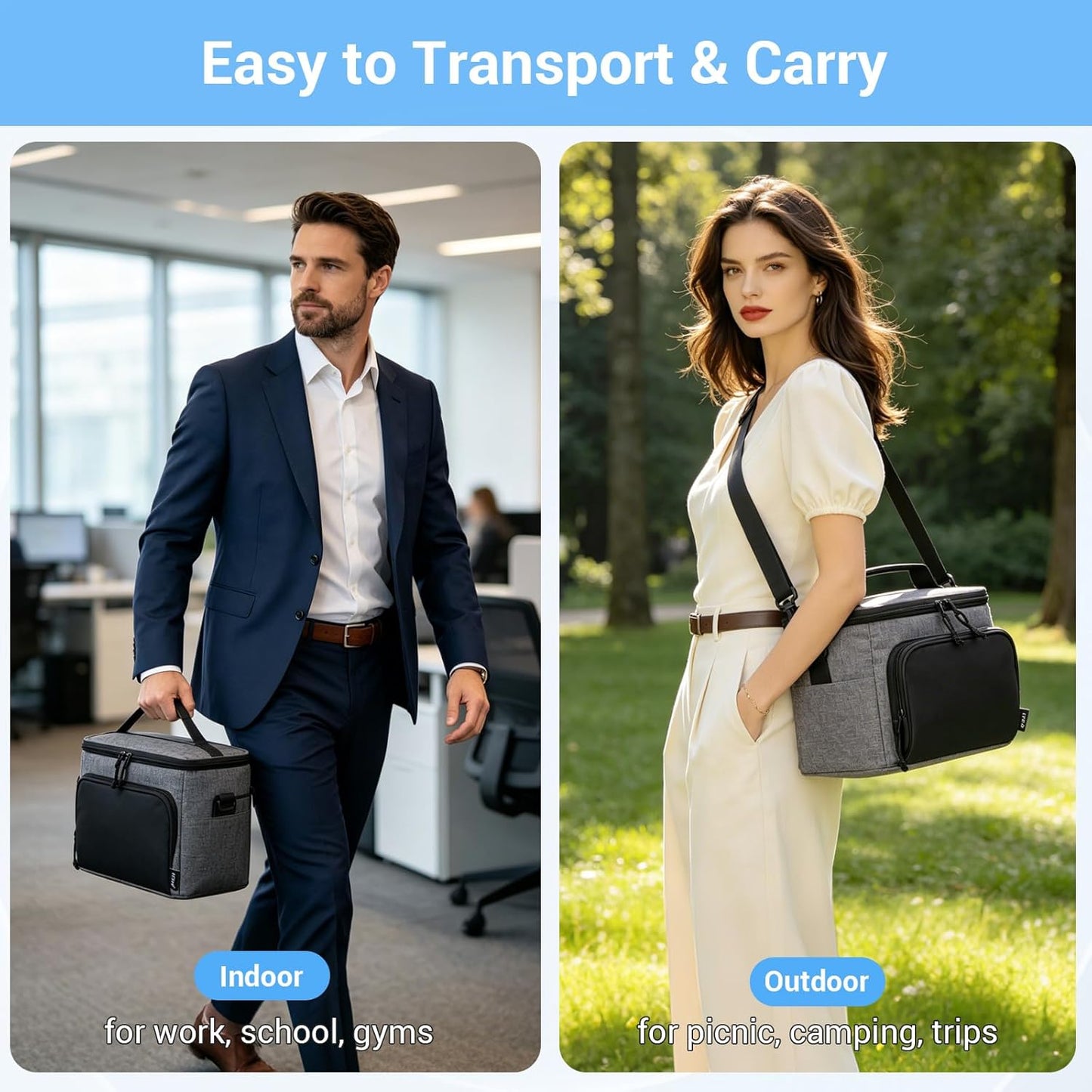 Large Capacity Insulated Cooler Bag for Picnics & Outdoors