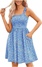 ⏰Hot Sale 49% Off💃Women's Summer Dresses Casual Square Neck Floral Sundress With Pockets