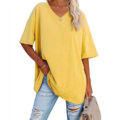 🌷2026 Hot Sale-49% OFF🌷Women's Summer Half Sleeve Casual Loose Fit Cotton Tunic T-shirt