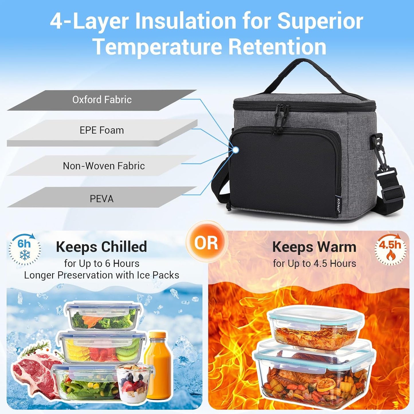 Large Capacity Insulated Cooler Bag for Picnics & Outdoors