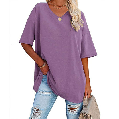 🌷2026 Hot Sale-49% OFF🌷Women's Summer Half Sleeve Casual Loose Fit Cotton Tunic T-shirt