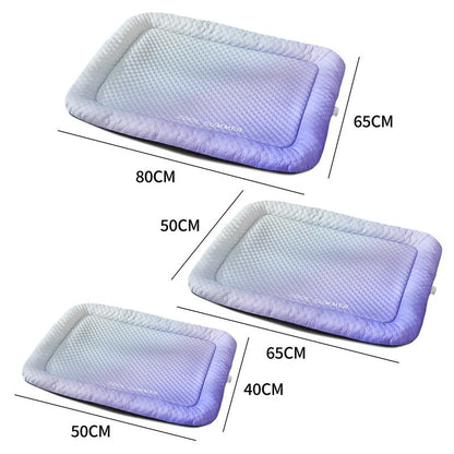 🔥LAST DAY SALE ONLY￡7.99!!❄Pawchill™🇬🇧Pet Cooling Mat for Dogs & Cats 🐾  Naturally Cool Ice-Silk Pad • Breathable, Washable & Soft 🌿  For Floors, Sofas & Car Travel • Multiple Sizes • Gradient Colours ☀️🐶🐱