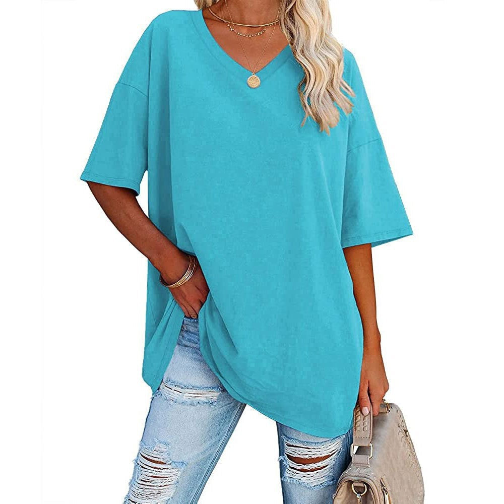 🌷2026 Hot Sale-49% OFF🌷Women's Summer Half Sleeve Casual Loose Fit Cotton Tunic T-shirt