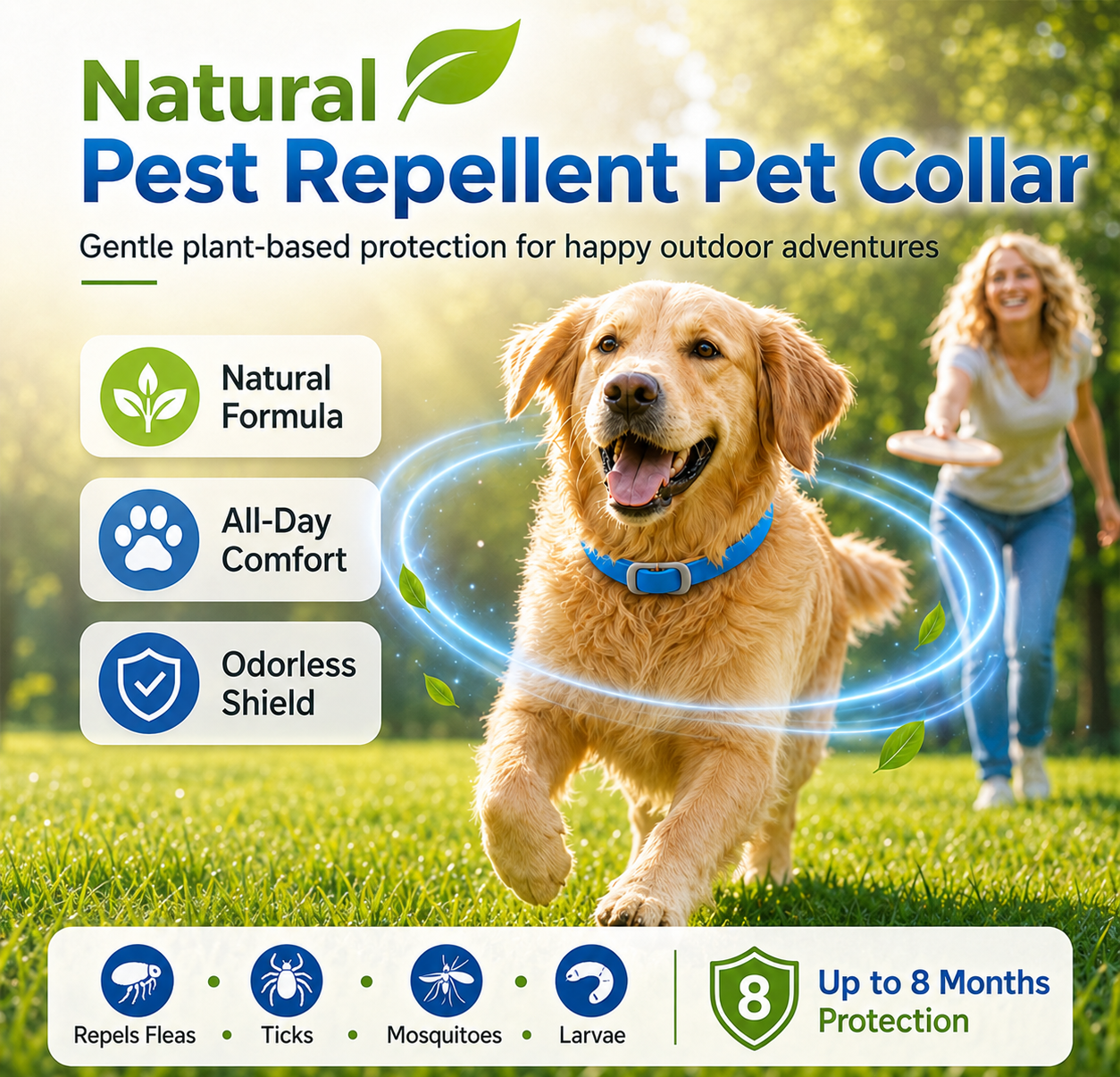 ⏰LIMITED TIME 50% OFF!🔥 Natural Essential Oil Pet Pest Repellent Collar - Adjustable Fit & Lightweight