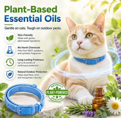 ⏰LIMITED TIME 50% OFF!🔥 Natural Essential Oil Pet Pest Repellent Collar - Adjustable Fit & Lightweight
