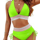 ⏰2026 Summer Hot Sale 60% OFF⏳High Waisted Tummy Control Color Block Bikini Set With Free Sunglass🕶️