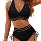 ⏰2026 Summer Hot Sale 60% OFF⏳High Waisted Tummy Control Color Block Bikini Set With Free Sunglass🕶️