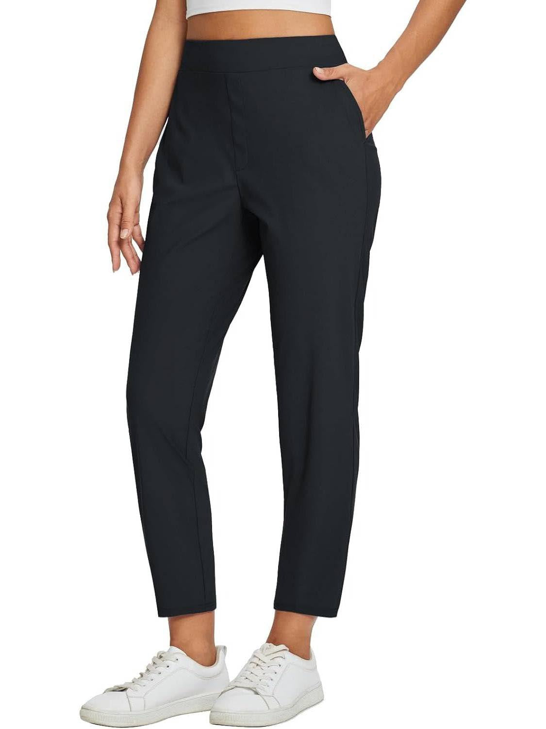 ⏳LIMITED OFFER 70% OFF🌞Women’s Fitted High-Waisted Zip-Pocket Trousers - 👖Lightweight, Breathable, Soft 26\"/27\" Ankle Pants with Zipper Pockets