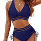 ⏰2026 Summer Hot Sale 60% OFF⏳High Waisted Tummy Control Color Block Bikini Set With Free Sunglass🕶️