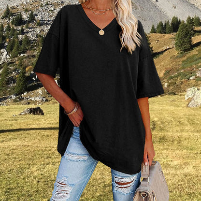 🌷2026 Hot Sale-49% OFF🌷Women's Summer Half Sleeve Casual Loose Fit Cotton Tunic T-shirt