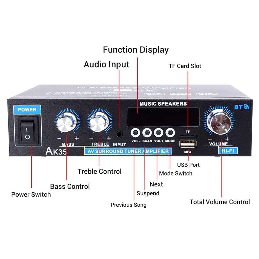 🔥While Supplies Last 40% OFF!🎉 AK35 Stereo Amplifier Home Audio Bluetooth 5.0 Max