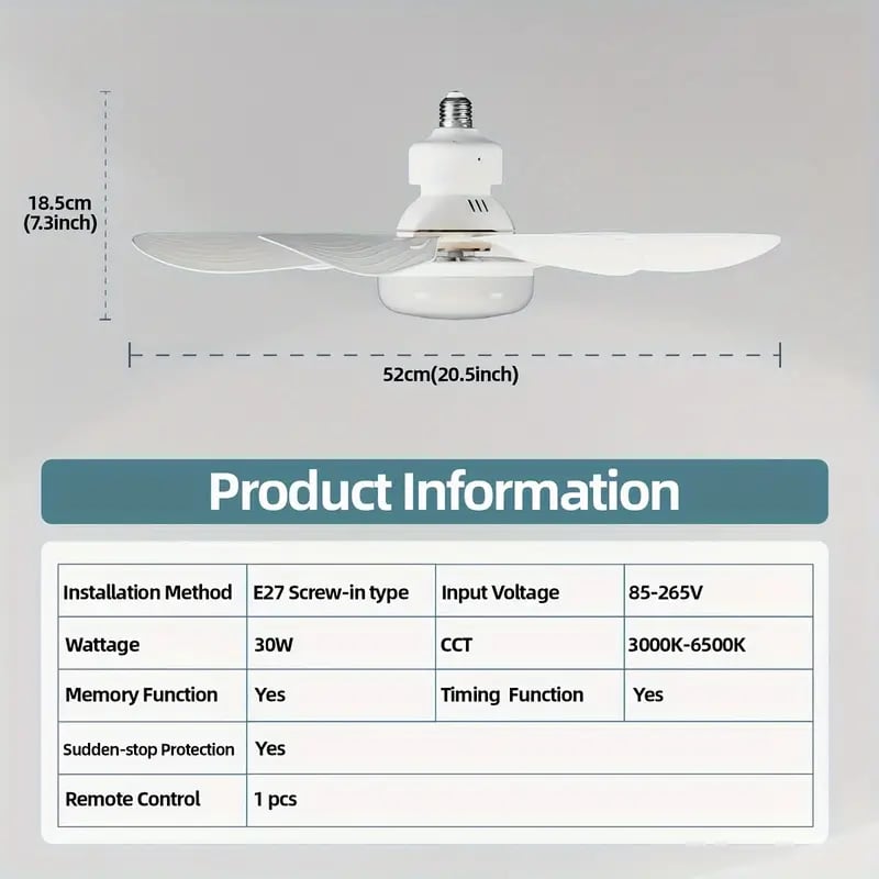 🏆LAST DAY SALE ONLY￡16.99 with Socket!!🎁🔥SmartBreez™ PRO 40W LED Ceiling Fan Light – 20.5” Ultra-Quiet with Remote 🎯 | E27 + FREE B22 Adapter 🔌 | For Bedroom 😴, Kitchen 👩‍🍳 & Garage 🛠️ – UK Ready! 🇬🇧