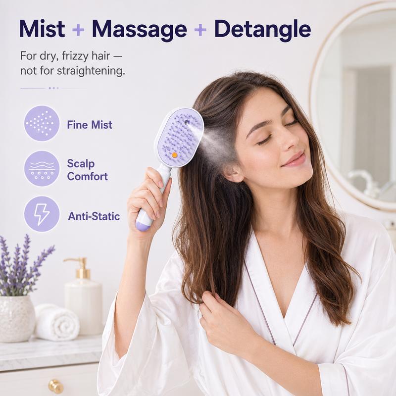 🔥ProGlide™🇬🇧 Scalp Massager Comb 💆‍♀️ – Self-Cleaning 🧼, Tangle-Free ✂️ & Frizz-Control Hair Brush with Soothing Mist Spray 💨✨ | Perfect for Dry, Brittle Hair 💧🌟