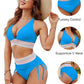 ⏰2026 Summer Hot Sale 60% OFF⏳High Waisted Tummy Control Color Block Bikini Set With Free Sunglass🕶️