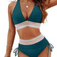 ⏰2026 Summer Hot Sale 60% OFF⏳High Waisted Tummy Control Color Block Bikini Set With Free Sunglass🕶️