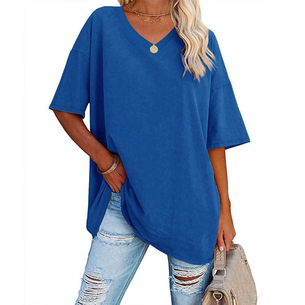 🌷2026 Hot Sale-49% OFF🌷Women's Summer Half Sleeve Casual Loose Fit Cotton Tunic T-shirt