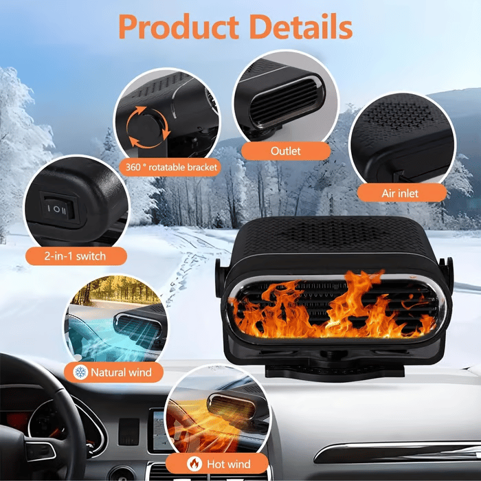 🔥New Upgrade Portable Car Heater, 60s Fast Demisting Defroster