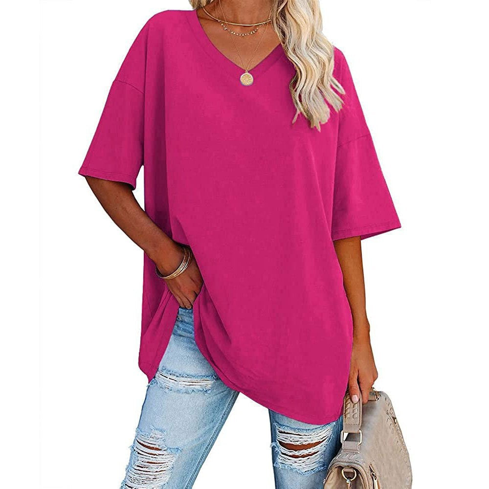 🌷2026 Hot Sale-49% OFF🌷Women's Summer Half Sleeve Casual Loose Fit Cotton Tunic T-shirt