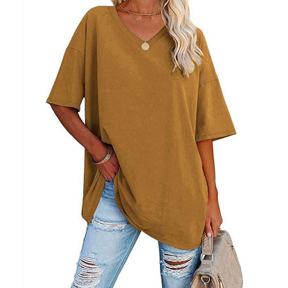 🌷2026 Hot Sale-49% OFF🌷Women's Summer Half Sleeve Casual Loose Fit Cotton Tunic T-shirt