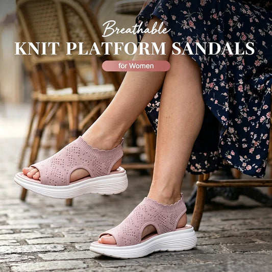⏳2026 Summer Hot Sale 50% OFF🎁🔥Women's Breathable Knit Platform Sandals