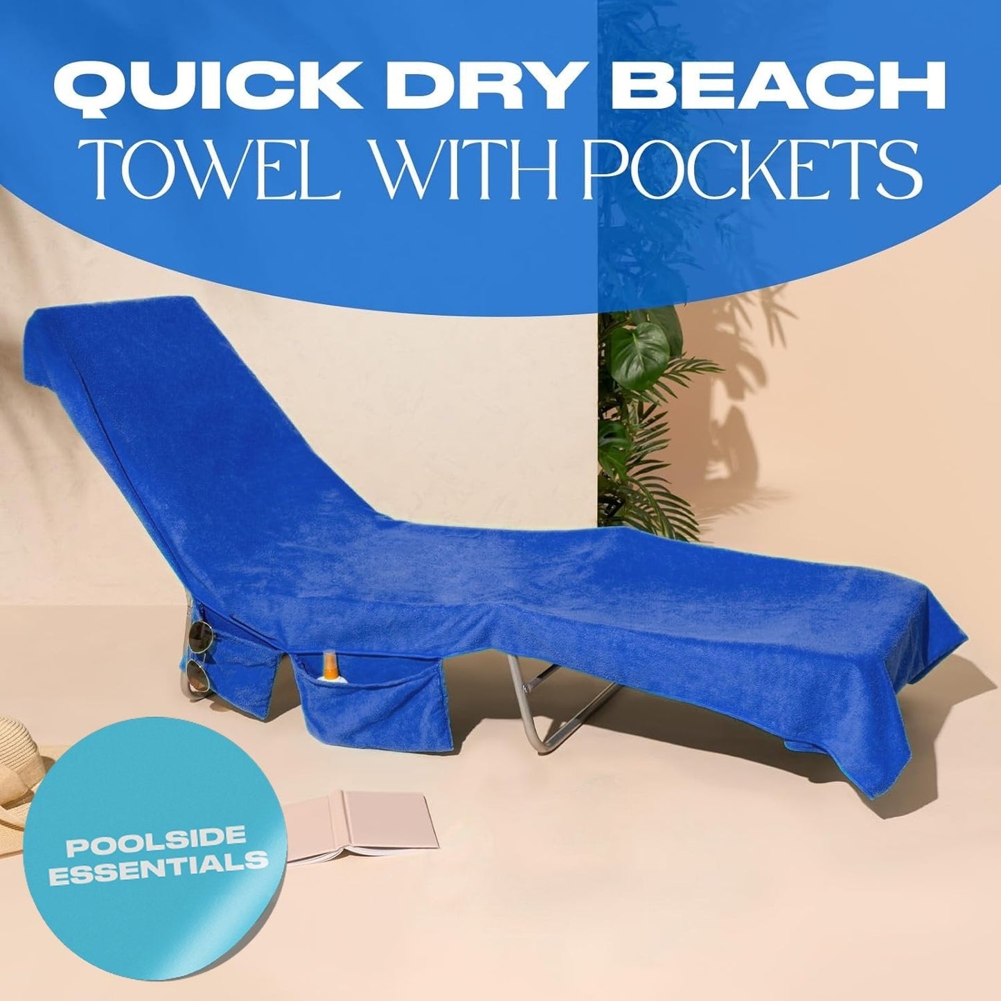 🏖️Limited Time Sale 50% OFF!🌞OHS Sun Lounger Towel with Pockets & Carry Bag 🏖️  Extra-Large Microfibre Beach Towel – Quick-Dry, Lightweight & Sand-Resistant☀️🇬🇧✨