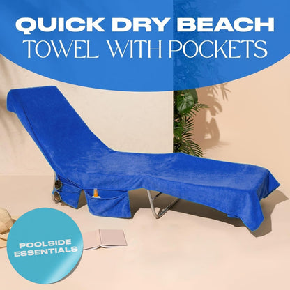 🏖️Limited Time Sale 50% OFF!🌞OHS Sun Lounger Towel with Pockets & Carry Bag 🏖️  Extra-Large Microfibre Beach Towel – Quick-Dry, Lightweight & Sand-Resistant☀️🇬🇧✨