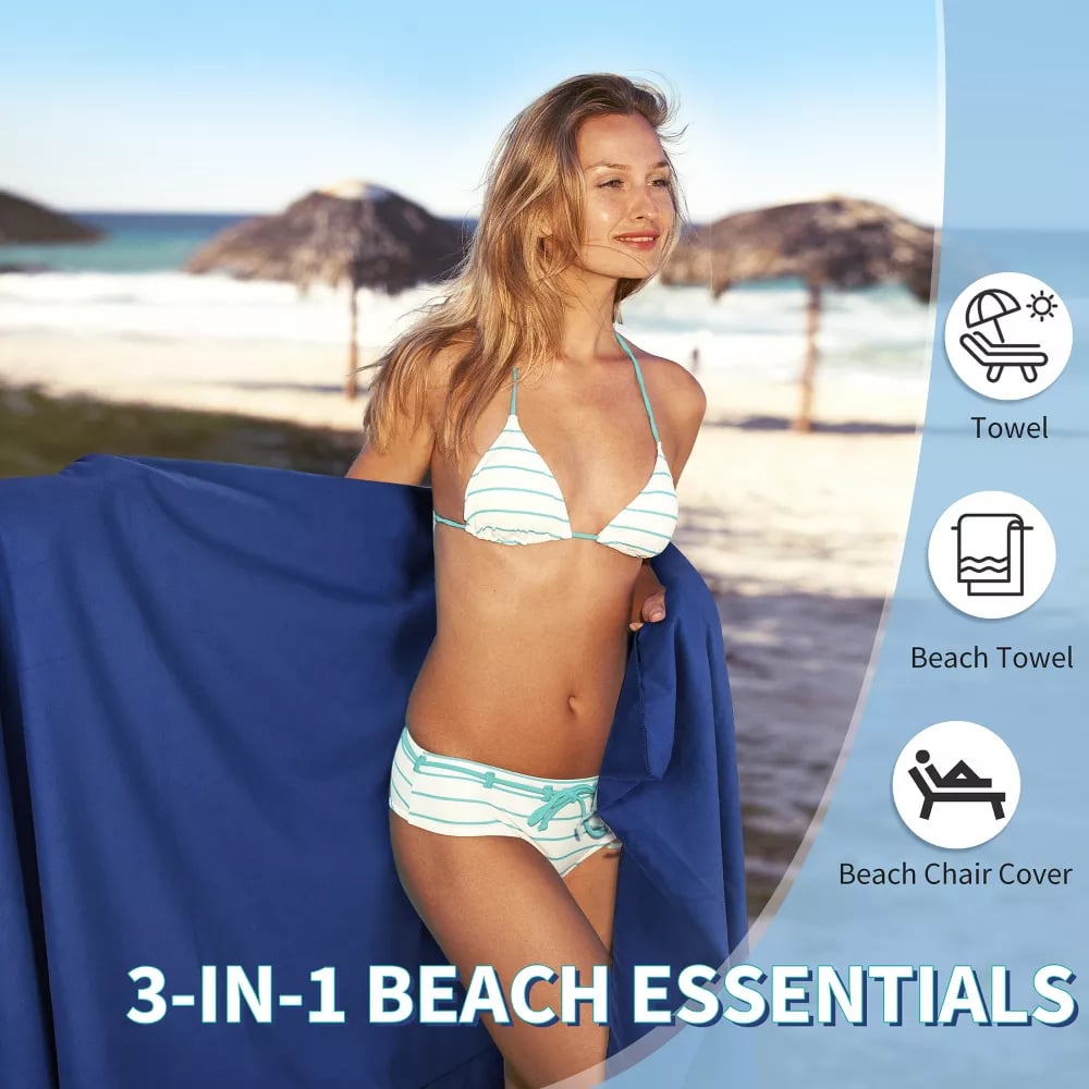 🏖️Limited Time Sale 50% OFF!🌞OHS Sun Lounger Towel with Pockets & Carry Bag 🏖️  Extra-Large Microfibre Beach Towel – Quick-Dry, Lightweight & Sand-Resistant☀️🇬🇧✨