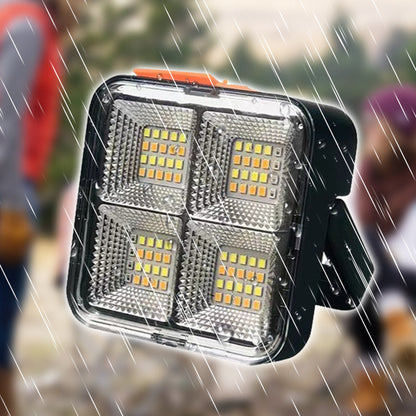 Solar Rechargeable LED Work Light - 288 Super Bright 5730 Beads Floodlight, USB & Type-C Charging, 5 Lighting Modes, IP66 Waterproof, Magnetic, SOS Emergency Signal, Adjustable Stand, Portable Light for Camping, Car Repairs