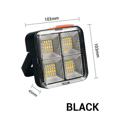 Solar Rechargeable LED Work Light - 288 Super Bright 5730 Beads Floodlight, USB & Type-C Charging, 5 Lighting Modes, IP66 Waterproof, Magnetic, SOS Emergency Signal, Adjustable Stand, Portable Light for Camping, Car Repairs