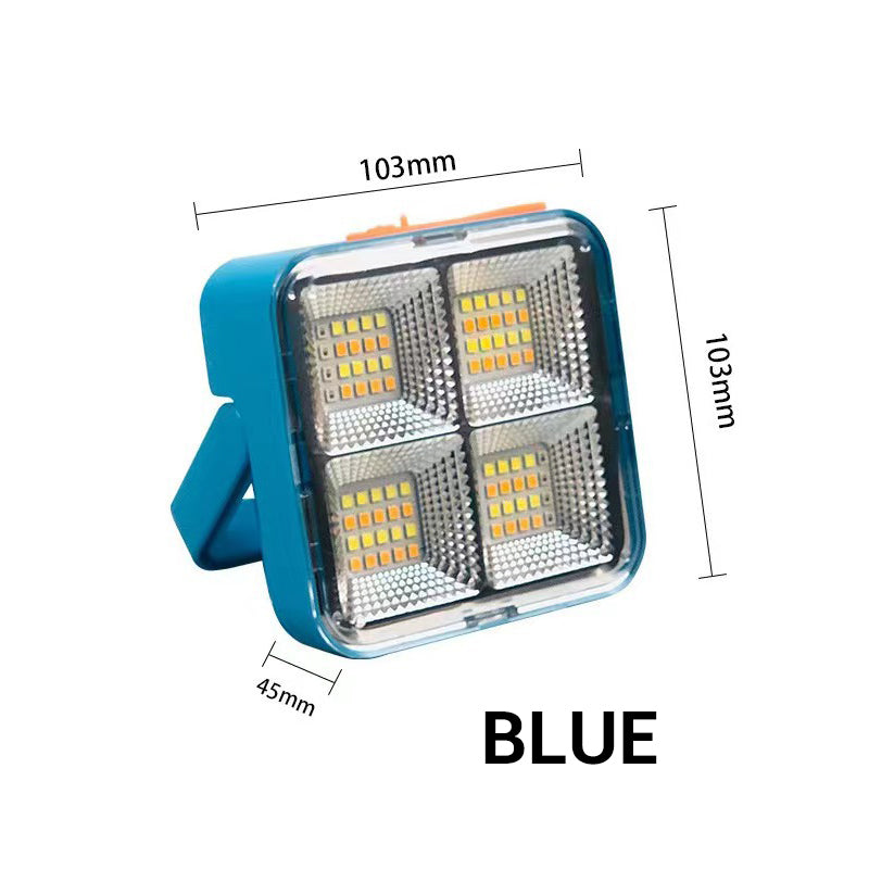 Solar Rechargeable LED Work Light - 288 Super Bright 5730 Beads Floodlight, USB & Type-C Charging, 5 Lighting Modes, IP66 Waterproof, Magnetic, SOS Emergency Signal, Adjustable Stand, Portable Light for Camping, Car Repairs