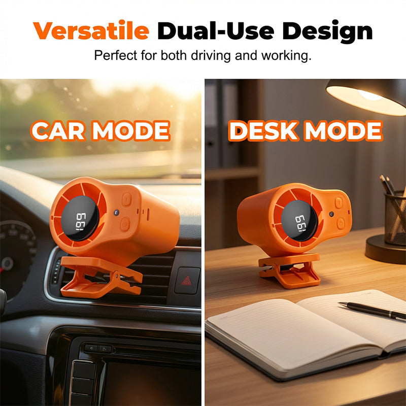 🌀Summer Hot Sale - ONLY ￡12.99!!🚙Hands-Free Personal Cooling Fan with LED Display❄️🌬️