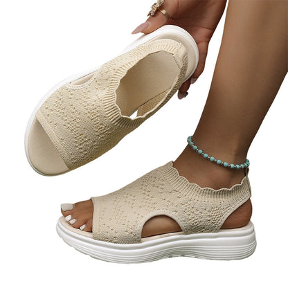 ⏳2026 Summer Hot Sale 50% OFF🎁🔥Women's Breathable Knit Platform Sandals